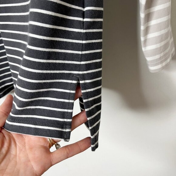 Marleylilly Women's T-Shirt S Black & Gray Striped Monogrammed Suede Long Sleeve - Picture 4 of 9